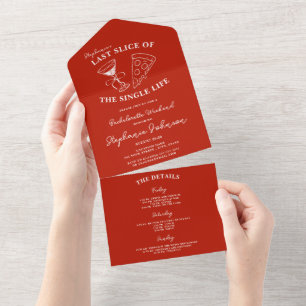 Red Last Slice of the Single Life Bachelorette  All In One Invitation