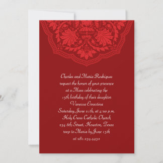 Red Latin Pattern Quinceanera Invitations