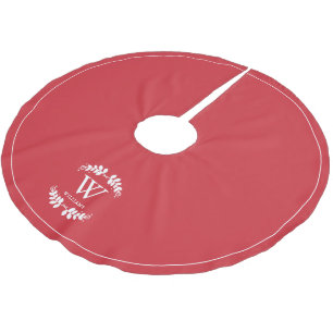 Red Laurel Family Monogram Custom Brushed Polyester Tree Skirt