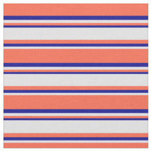 Red, Lavender & Dark Blue Coloured Lines Pattern Fabric