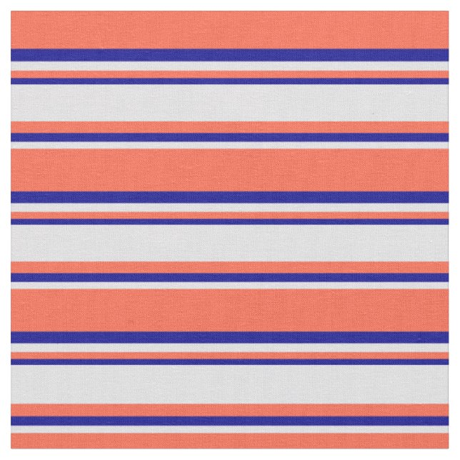 Red, Lavender & Dark Blue Coloured Lines Pattern Fabric (Close Up)