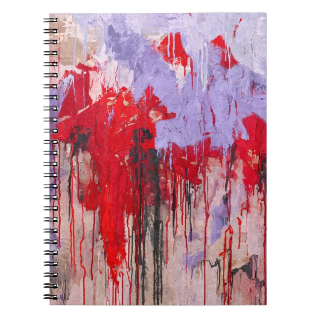 Red Lavender Drip Expression Abstract Notebook (Front)