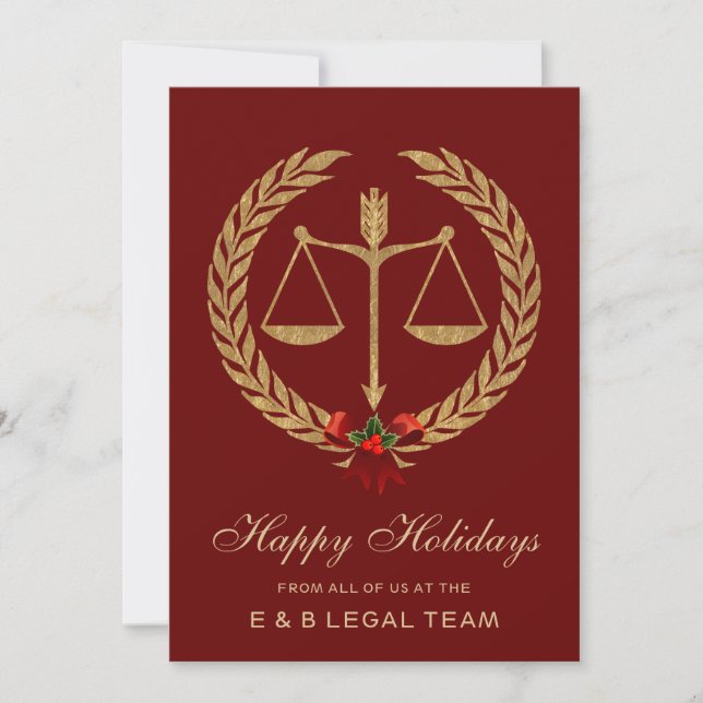 Red Law firm Holiday Christmas Cards (Front)