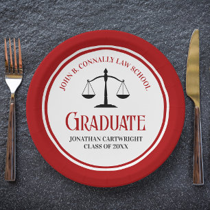 Red Law School Graduation Party Personalised Paper Plate