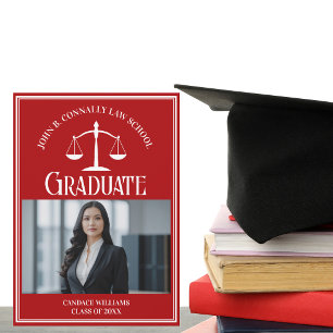 Red Law School Photo Custom Lawyer Graduation Announcement