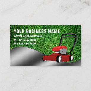 Red Lawn Mower Gardening Service Grass Cutting Business Card