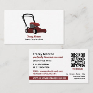 Red Lawn-Mower, Lawn Care Services Business Card