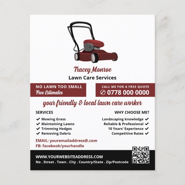 Red Lawn-Mower, Lawn Care Services Flyer (Front)
