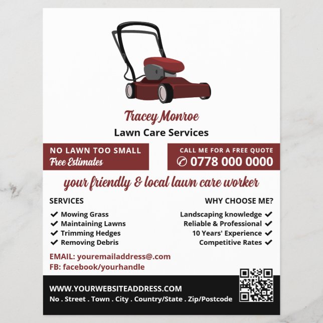 Red Lawn-Mower, Lawn Care Services Flyer (Front)
