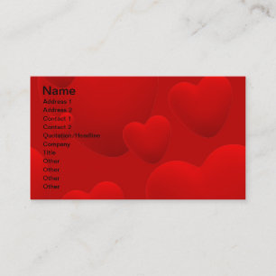 RED LAYERED 3D HEARTS LOVE MOTIVATIONAL SWEETHEART BUSINESS CARD
