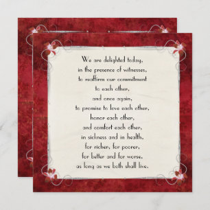 Red Leaf Border Vow Renewal Invitation