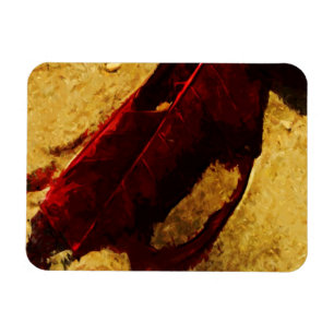 Red Leaf on Beach Abstract Impressionism Magnet
