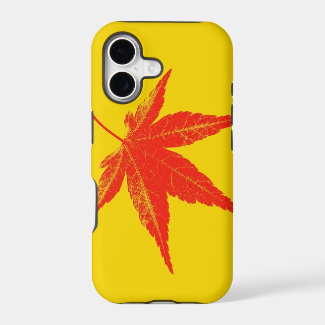 Red leaf on yellow background (Back)