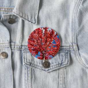 Red Leaf Tree In Fall 7.5 Cm Round Badge