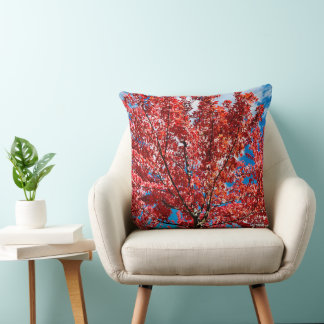 Red Leaf Tree In Fall Cushion