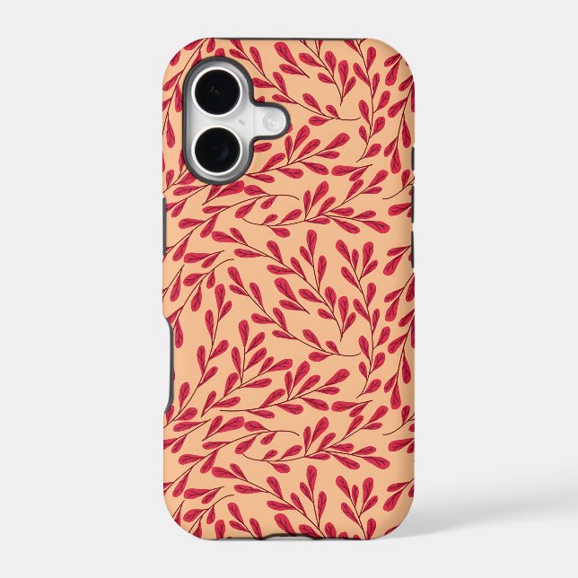  Red Leafy Branches Seamless Pattern (Back)