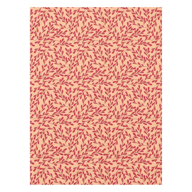  Red Leafy Branches Seamless Pattern Tablecloth (Front)