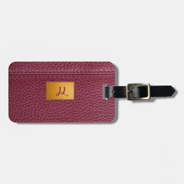 Red Leather Look  File Folder Luggage Tag (Front Horizontal)