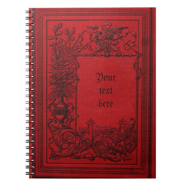 Red Leather Look Vintage Book Cover Goth notebook (Front)