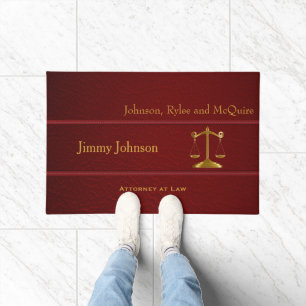 Red Leather Scale of Justice   Lawyer Doormat