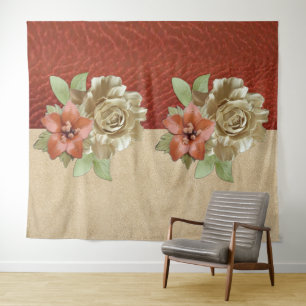 Red Leather & Suede Texture Art Tapestry