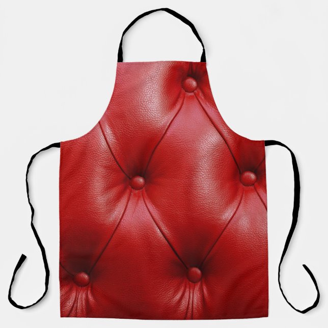 Red Leather: Upholstery Pattern Elegance. Apron (Front)