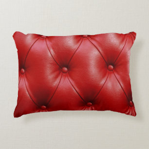 Red Leather: Upholstery Pattern Elegance. Decorative Cushion