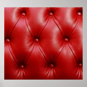 Red Leather: Upholstery Pattern Elegance. Poster