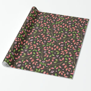 Red Leaves & Berries Wrapping Paper