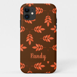 Red leaves custom name brown Case-Mate iPhone case