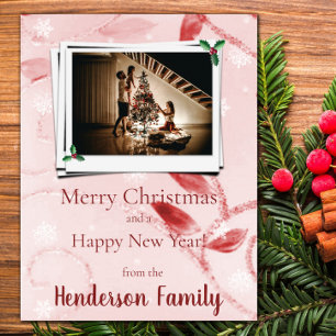 Red Leaves Flat Holiday Photo Card