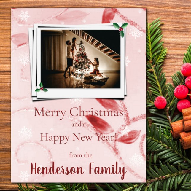 Red Leaves Flat Holiday Photo Card (Red Leaves Flat Holiday Photo Card)