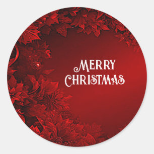 Red Leaves Floral Christmas Sticker