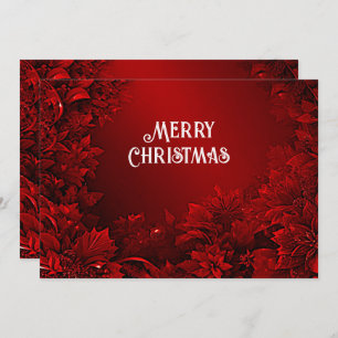 Red Leaves Floral Holiday Christmas Card