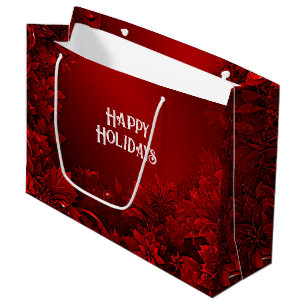 Red Leaves Floral Holiday Gift Bag