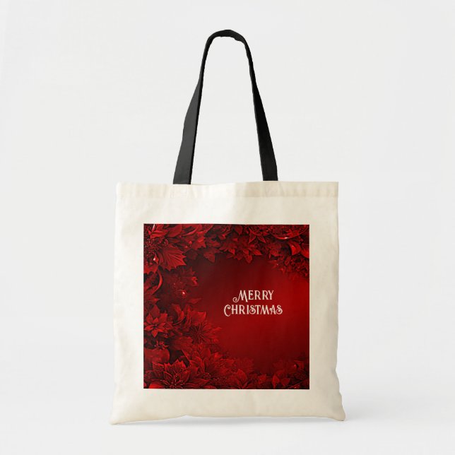 Red Leaves Floral Holiday Tote Bag (Front)