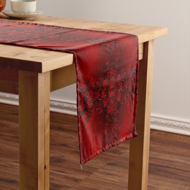 Red Leaves Floral Table Runner (In Situ)