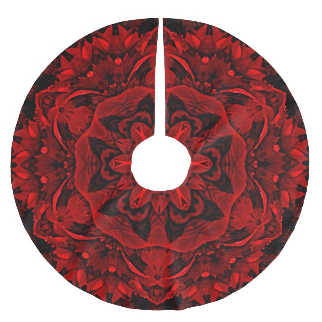 Red Leaves Floral Tree Skirt (Front)