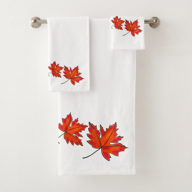 Red leaves, Maple leaves, Autumn colours Bath Towel Set (Insitu)