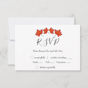 Red leaves, Maple leaves, Autumn colours RSVP Card