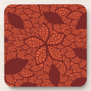 Red leaves pattern on orange coaster