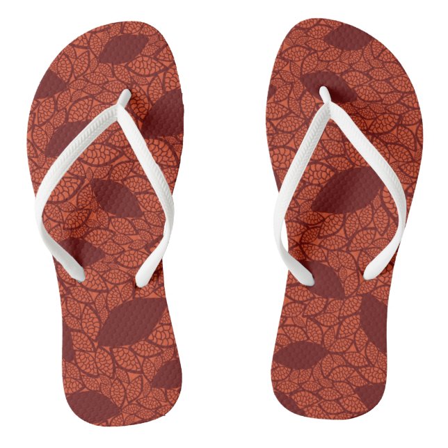 Red leaves pattern on orange jandals (Footbed)