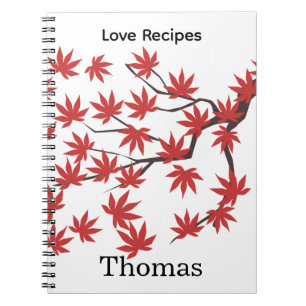 Red Leaves Recipe Spiral Notebook 