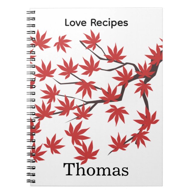 Red Leaves Recipe Spiral Notebook  (Front)