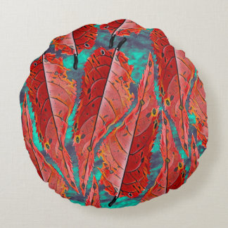 Red Leaves Round Cushion