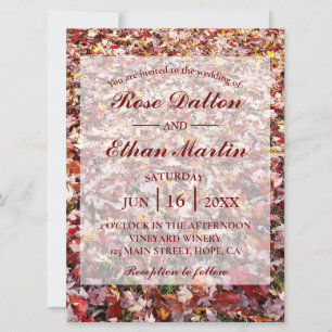 Red Leaves Rustic Autumn Wedding Invitations