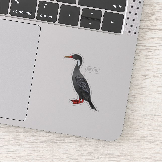 Red-legged cormorant bird cartoon illustration (Detail)