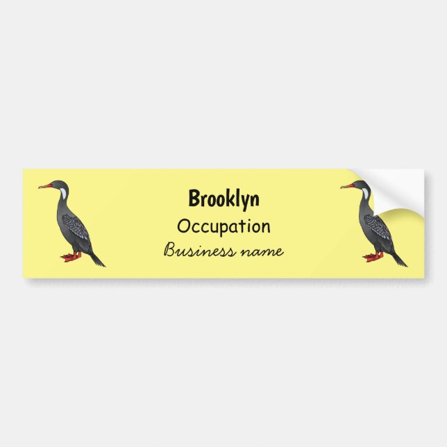 Red-legged cormorant bird cartoon illustration bumper sticker (Front)