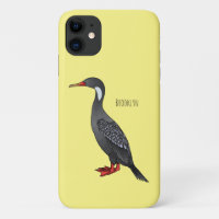 Red-legged cormorant bird cartoon illustration 