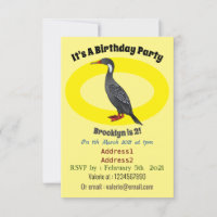 Red-legged cormorant bird cartoon illustration